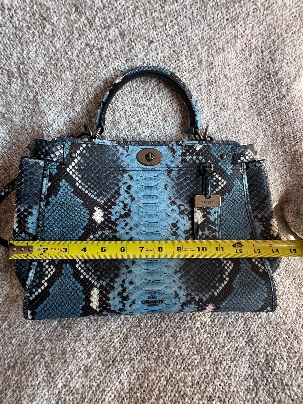 Coach Gramercy Blue Python Satchel - Picture 13 of 16